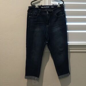 Wallflower Women's Dark Blue Boyfriend Crop Jeans